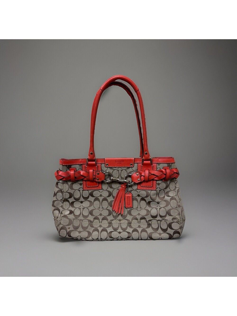 Vintage 2001 Hamptons Signature Collection Coach Purse Brick/Coral & Brown/Taupe